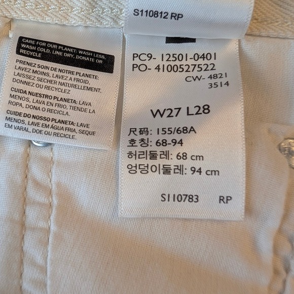 Levis 501 Original Butterfly High Rise Straight Leg Jeans Off White W27 L28 - Picture 14 of 14